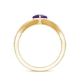 thumbnail image 3 of Rosec Jewels Heart Shape Amethyst Solitaire Crossover Ring with Diamond (6 mm), 10K Yellow Gold, US 7.50, 3 of 9