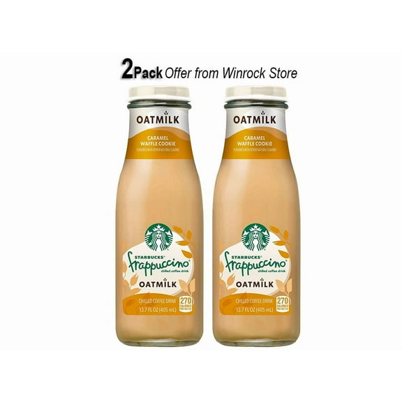Starbucks Frappuccino with Oat Milk Caramel Waffle Cookie Iced Coffee Drink 13.7 oz (2 Pack)
