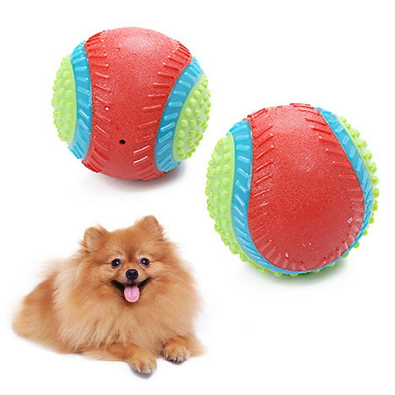 SPRING PARK Pet Dog Beef Flavor Squeaky Ball Toy Puppy Chew Molar Clean Teeth Toy for Pet Dog