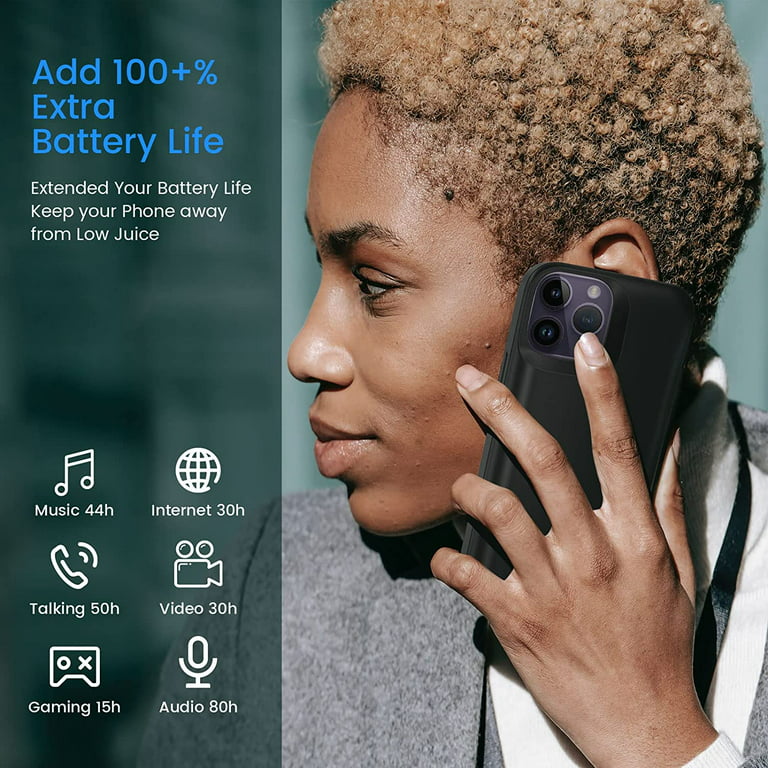 Gladgogo Coque Batterie pour iPhone 14 Pro, [6000mAh] Chargeur Rechargeable  Batterie Externe Puissante Power Bank avec Support, Étui Housse Batterie