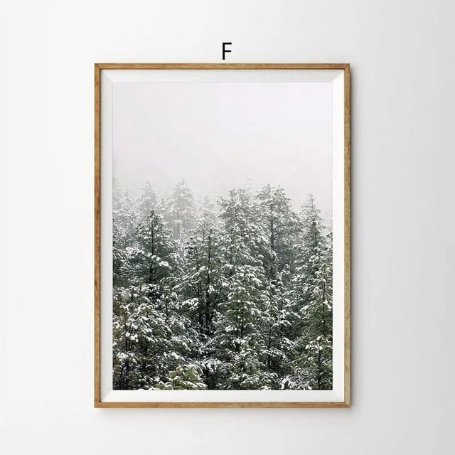 Póster estético de decoración navideña, carteles e impresiones de alce de bosque de invierno de Navidad, decoración nórdica para el hogar, arte de pared, pintura en lienzo