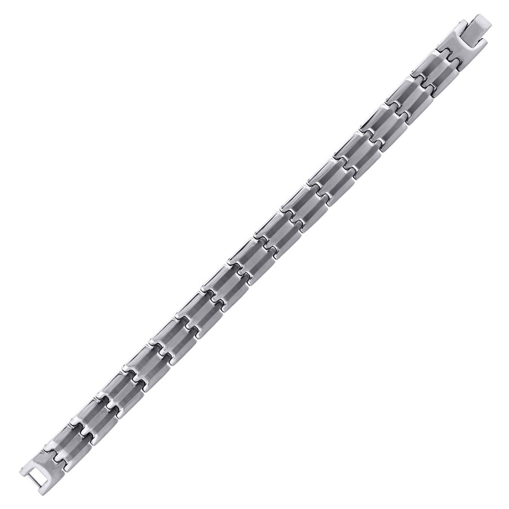 Stainless Steel Brushed Center Mens 8.5 Inch Bracelet Link Bracelet for Men