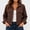 Brown, variant on Women's Cropped Corduroy Shirt Jacket, Lightweight Polyester Button-Down Shacket with Long Sleeves, Collar and Flap Pockets