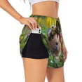 thumbnail image 2 of Bixox Women's Flower Crown Guinea Pig pattern 2 in 1 Running Shorts - Lightweight Athletic Workout Gym Yoga Shorts Liner with Pockets - Medium, 2 of 5