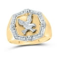 thumbnail image 3 of 10K Yellow Gold Mens Round Diamond Eagle Cluster Ring 1/4 Cttw, Mens Size: 7-13, 3 of 3