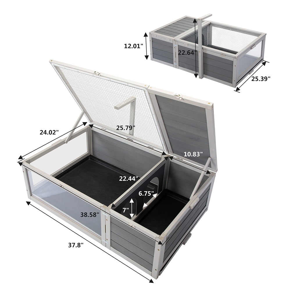 Canddidliike Wooden Flip-Top House for Tortoise Turtles, Reptiles and Small Animals Cage w/Removable Tray Canddidliike Wooden Flip-Top House for Tortoise Turtles, Reptiles and Small Animals Cage w/Removable Tray