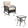 thumbnail image 5 of 3 Pieces Conversation Set, Outdoor Wicker Rocker Patio Bistro Set, Rocking Chair with Glass Top Side Table, 5 of 8