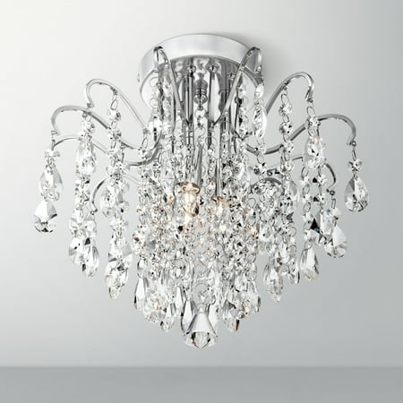 

Vienna Full Spectrum Luxury Chandelier Ceiling Light Semi Flush Mount Fixture Chrome 11 3/4 Wide Crystal for Bedroom Living Room