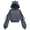 Dark Gray-11, variant on Girls Cropped Cat Ear Hoodie Long Balloon Sleeve Pullover Sweatshirt with Shoulder Lace Up 5-15Y