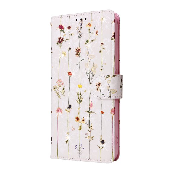 Wallet Case for iPhone 11 Pro Max 6.5 Inch, Flower Pattern PU Leather Kickstand Feature Wrist Strap Phone Case with Card Slots Holder Magnetic Flip Folio Protective Shockproof Cover,Dried Flowers