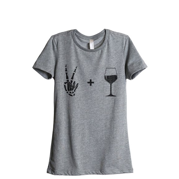 Peace and Wine Women's Fashion Relaxed T-Shirt Tee Heather Grey Small