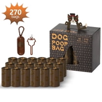Skdwakiz Dog Poop Bags with Dispenser & Hanging Hoder - 18 Rolls 270 Counts, Extra Thick Leak-Proof Waste Bags with Coffee Scent for Dog and Cat, Brown