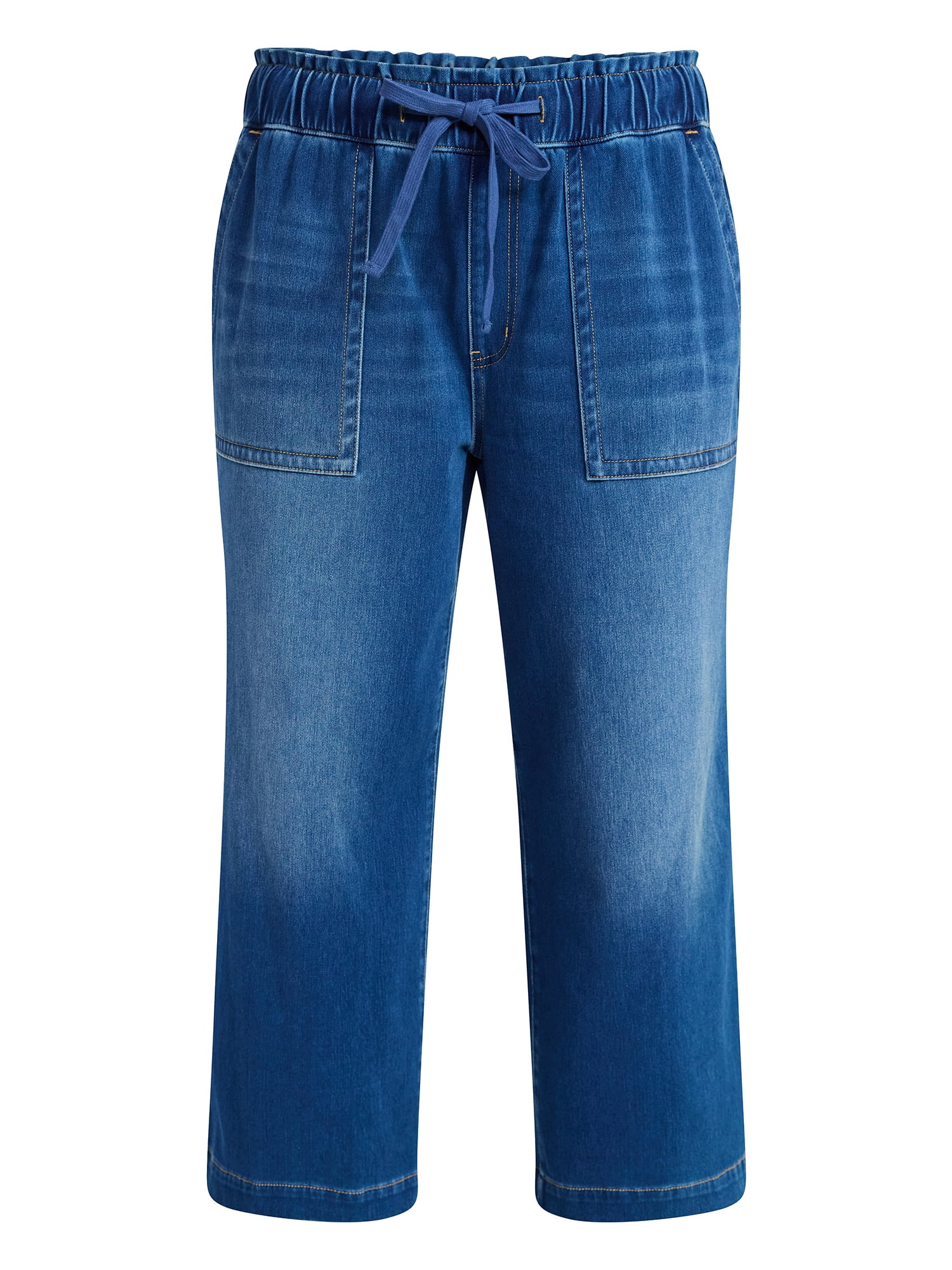 Terra & Sky Women's Plus High Rise Knit Denim Pant, 27" Inseam, Sizes 0X-4X