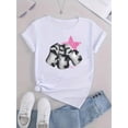 thumbnail image 2 of 1 Pce T-Shirt Mode Femme Col Rond avec Imprimé Étoile Rose et Alphabet, Tissu Polyester Décontracté, Extensible Moyen, Confort Toutes Saisons, 2 of 6