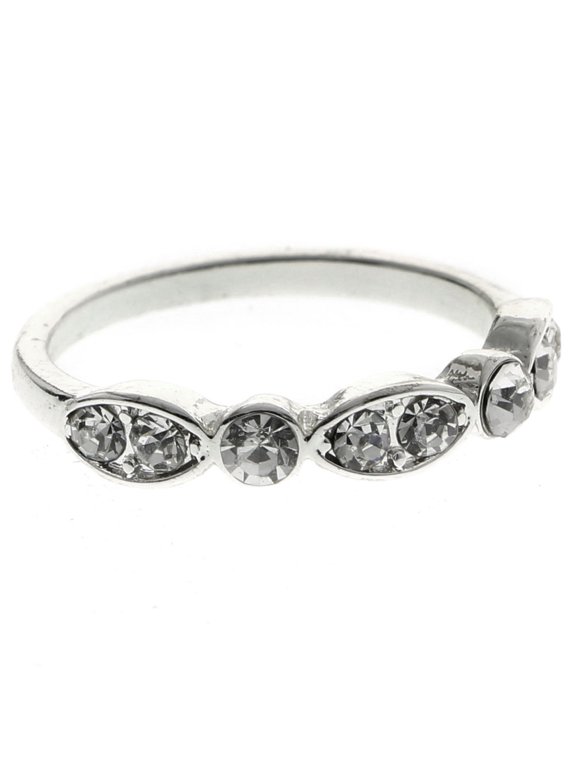 Crystal Sized-Ring Silver-Tone Size 8.00