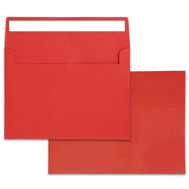 50 Paquetes De Sobres Rojos A7, Sobres 5X7 Para Invitaciones, Sobres 5X7, Sobres De Invitación Imprimibles, Fotos, Postales, Tarjetas De Felicitación, Correos, Sobres Autosellantes De Boda (Rojo)