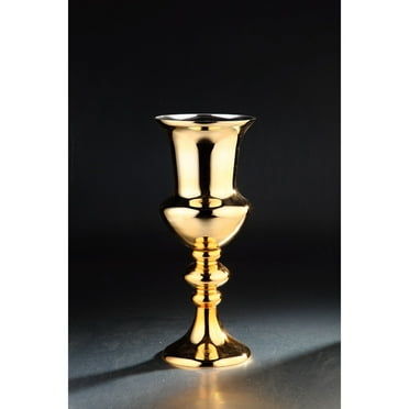CC Home Furnishings 19.5" Gold Hurricane Glass Table Top Decoration
