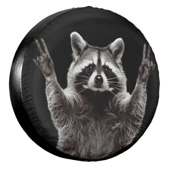KAKALAD Funny Raccoon 02 Spare Tire Cover Universal Vehicle Accessories Buckle Car Tools 14”in