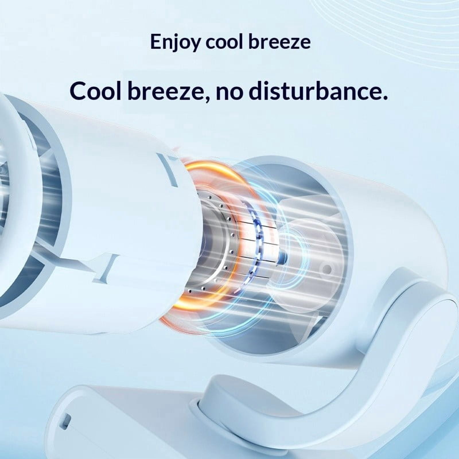Clip On Neck Fan, 5 Speeds & 1200mAh Rechargeable, Quiet Mini Portable Clip Fan for Office Travel Stroller Umbrella, 2.48x3.27x1.97in