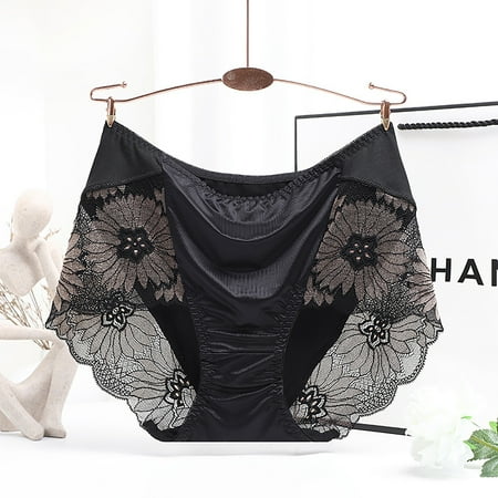 Rigardu Hot Sale!! Underwear for Women Cotton Low Waist Panties Full Coverage Briefs Soft Strech Ladies Breathable Panties Women Hip Lifting Lace Fabric High Waist High Elasticity Underwear Black L
