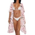 thumbnail image 3 of HELLHERO Loose Bathing Suit Cover Up for Vacation High Quality Fabrics Cardigan Long Kimono Cover Ups for Swimwear Women Butterfly Garden, 3 of 6
