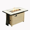 thumbnail image 2 of Ovios Outdoor Wicker Propane Fire Pit Table 42-Inch 50,000 BTU Flame Gas Fire Pits for Patio with Waterproof Cover & Lid Rectangle, 2 of 5