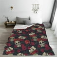 thumbnail image 4 of Skull Gifts Mexican Blanket Fleece Throw Sugar Rose Plush Print for Adult Women Men Boys Friend Girls Soft Lightweight 80" x 60" Bedroom Birthday Decorations Christmas Decor Travel All Season, 4 of 6