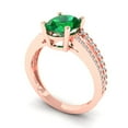 thumbnail image 2 of 2.32 ct Oval Cut Simulated Emerald Solitaire with Simulated Diamond Accents 18K Rose Gold Womens Engagement Ring, 2 of 5
