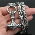 thumbnail image 5 of GKNET Nordic Totem Viking Thor Hammer Stainless Steel Loop Chains Men's Necklaces, 5 of 7