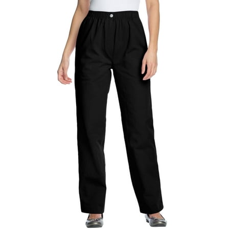 Stretch Cotton Straight Leg Pants - Woman Within Plus Size Elastic-waist Cotton Straight Leg Pant