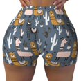 thumbnail image 2 of Haiem Llama and Cactus No Front Seam Biker Shorts for Women Yoga Workout Gym Bike Shorts with Tummy Control Moisture-Wicking-Small, 2 of 9