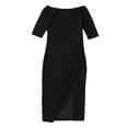 thumbnail image 2 of Women Dress Solid Color Long Sleeve Off Shoulder Slim-Fit Over-Knee High Split Dress, 2 of 7