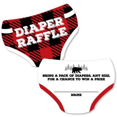 Dot Diaper Set - Lumberjack - Channel The Flannel - Diaper Shaped Raffle Ticket Inserts - Buffalo Plaid Baby Shower Activities - Diaper Raffle Game - Set of 24