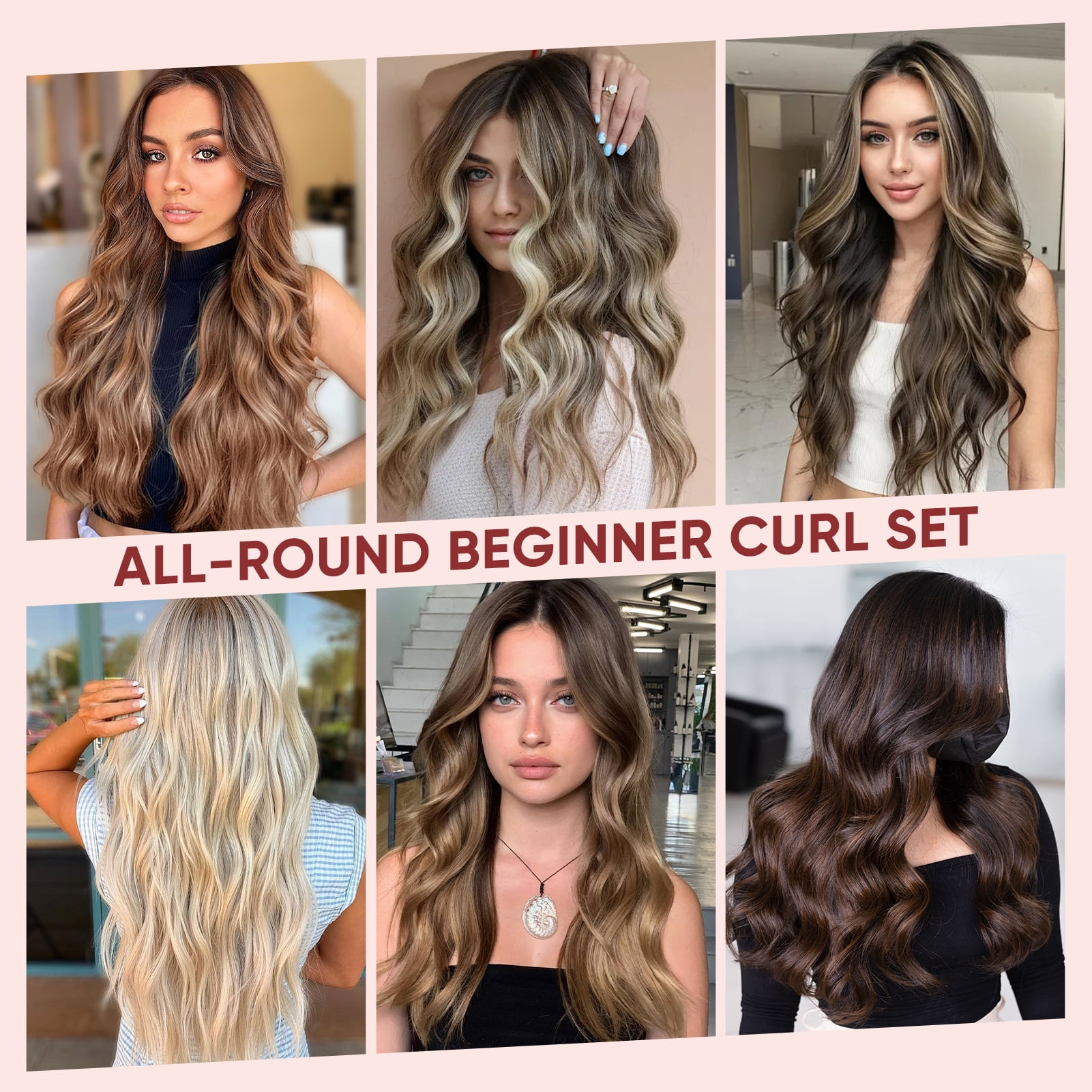 ABNER Rotating Curling Iron Set for Long Hair, Automatic Hair Curler with 3 Sizes Ceramic Barrel 0.75" 1" 1.25" to 430°F with Home Button, Dual Voltage