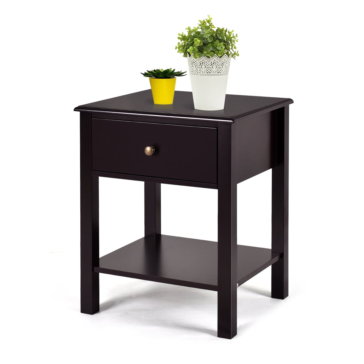 Topbuy End Table Nightstand w/Drawer & Shelf Bedroom Living Room