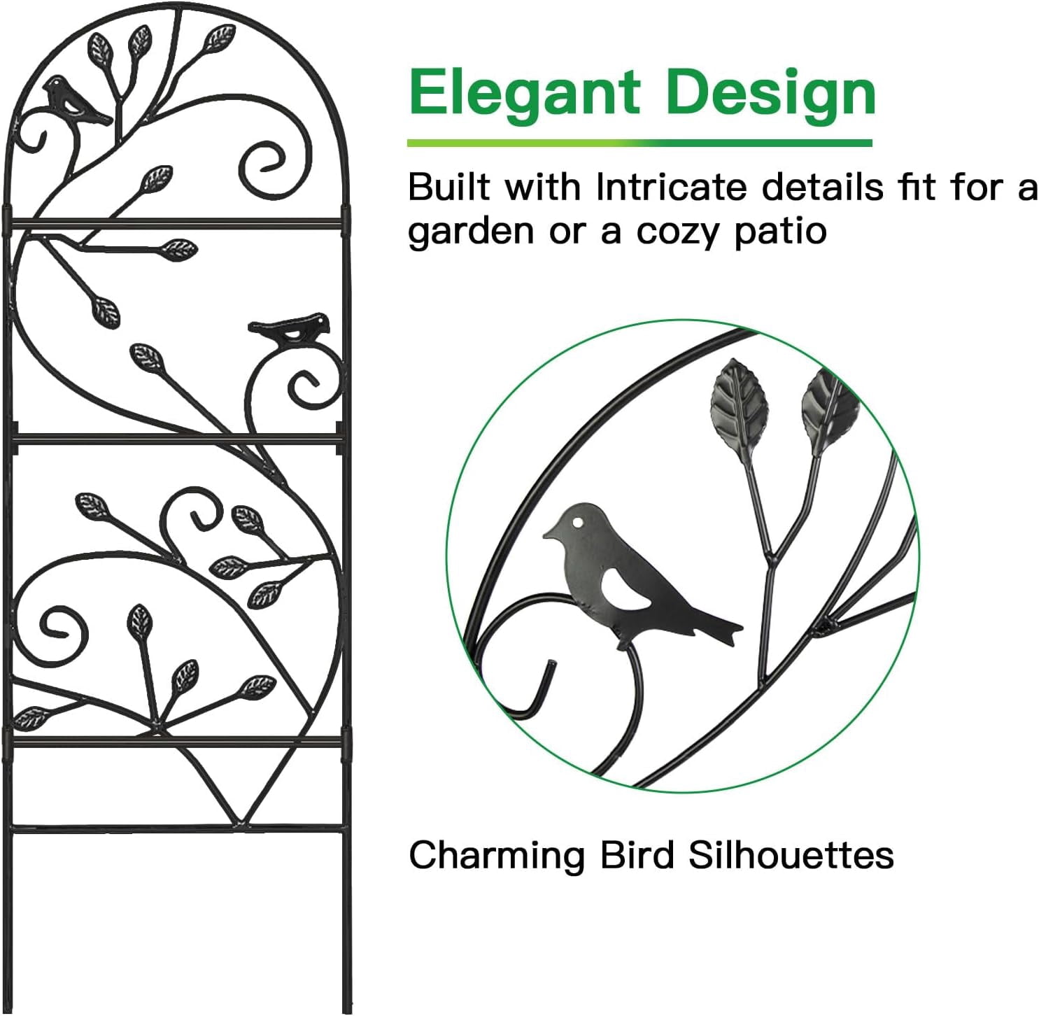 Garden Trellis for Climbing Plants Rustproof Black Iron Plant Trellis Potted Vines Vegetables Flowers Patio Metal Wire Lattices Grid Panels for Ivy Cucumbers Clematis