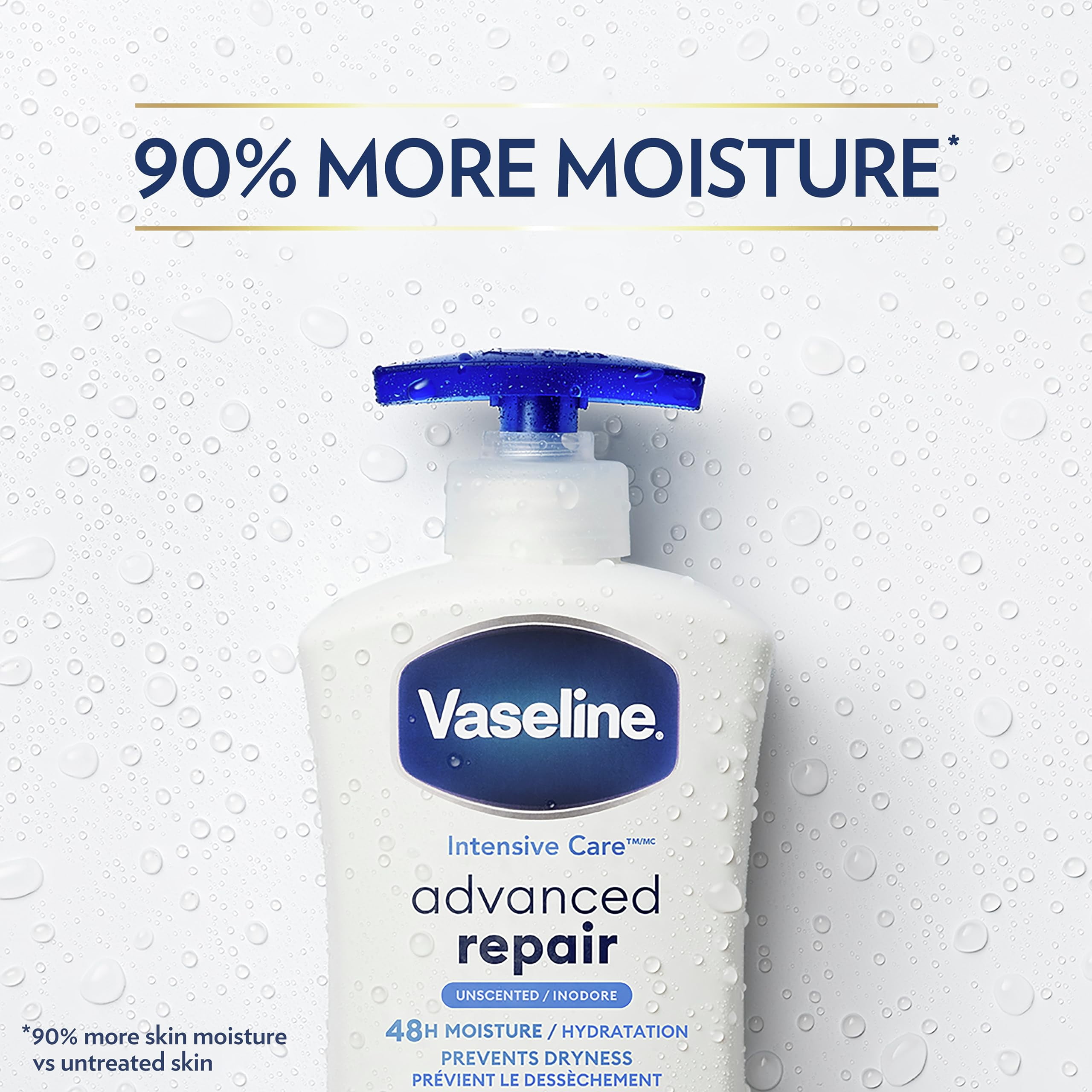 Vaseline Intensive Care Body Lotion Advanced Repair Unscented 4 Ct For Dry Skin With Ultra-Hydrating Lipids And Vaseline Jelly 20.3 Oz.
