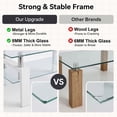 thumbnail image 4 of Glass Coffee Table with Lower Shelf, Holaki Modern Rectangular Tempered Glass Center Table with Metal Legs for Living Room, White, 4 of 8