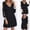 Black, variant on Women's Casual Dress Women Shiny Mesh Stitching Black V Neck Dress Long Sleeve Mesh Body Slim Dress Black L