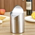 thumbnail image 5 of Shaking Lid Car Recycling Trash Can Stainless Steel Wave Cover Countertop Trash Can, 5 of 5