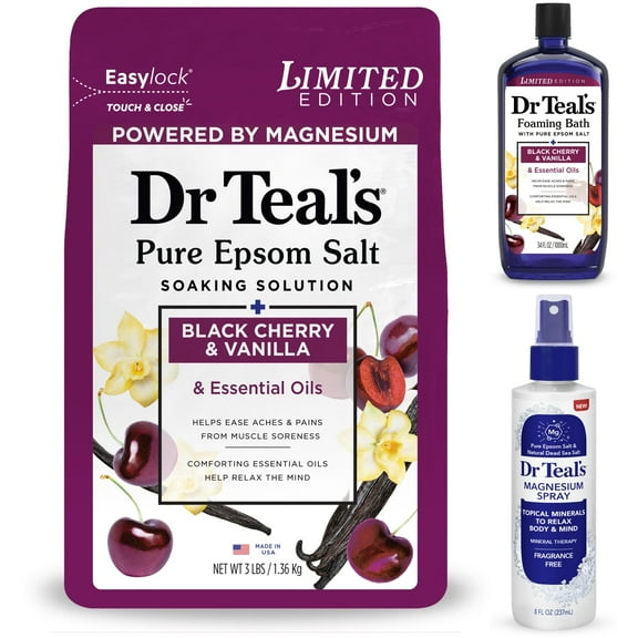 Dr Teal's Magnesium Bath Bundle, Black Cherry & Vanilla