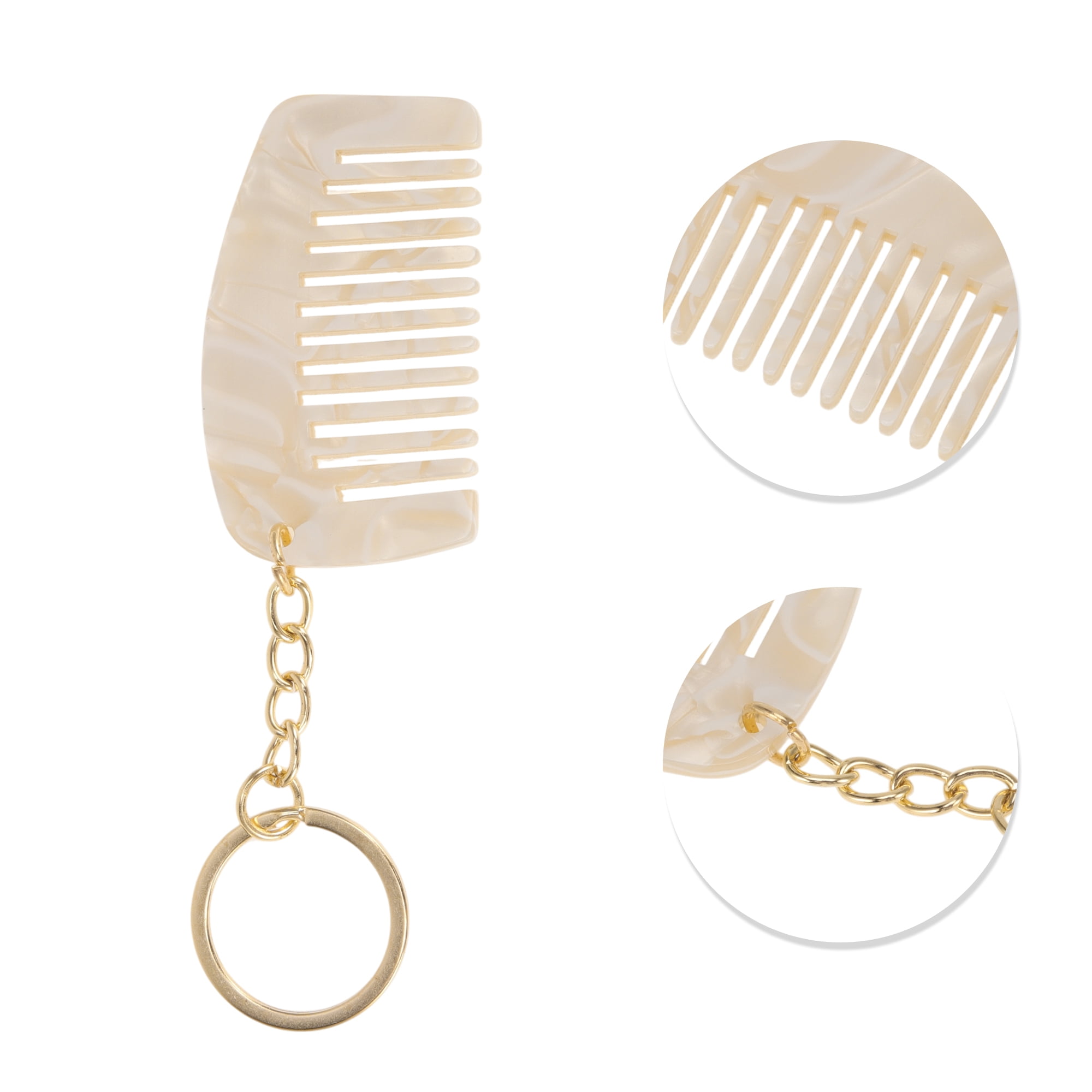 Unique Bargains 1 Pc Portable Mini Keychain Hair Comb for All Hair Types Styles Beige