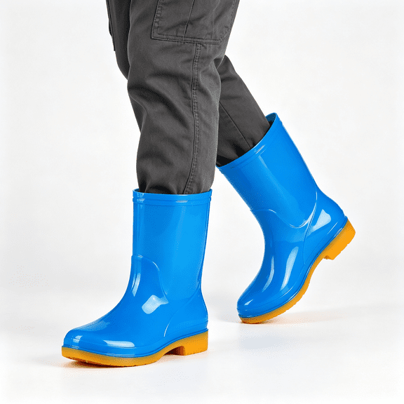 CAZOFW Rain Boots for Women Waterproof Mid Calf Boots with Grip Resistant Sole for Garden