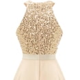 thumbnail image 5 of Vestido Dressystar con lentejuelas, halter, cóctel, baile de graduación, Hi-Lo, champán, 5 of 5