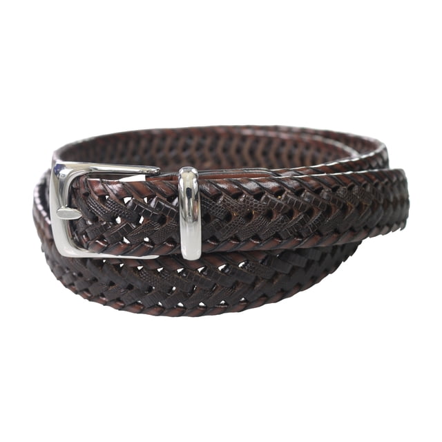 Perry Ellis Cinturón trenzado grande y alto con detalles de encaje para hombre, Marrón, 46 Perry Ellis Trenzado
