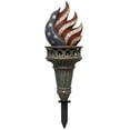 thumbnail image 2 of Cififendec 4th of July Torch Yard Stake, 12", Metal Vintage Distressed Star Striped Flame Lawn Figurine for Flower Bed Border & Cottage Walkway Outdoor Decor, 2 of 5