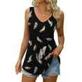 thumbnail image 7 of JINMGG Fashion Women's Summer V-Neck Sleeveless Print Casual Tank Top Blouse Black S, 7 of 7