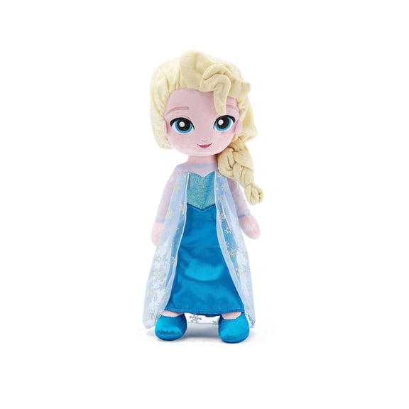 Disney Store Official Elsa Plush Doll - Princess Plush with Shimmering Snowflake Cape, Iridescent Metallic Bodice, Satin Skirt & Embroidered Features - Frozen Toys - 14 Inches