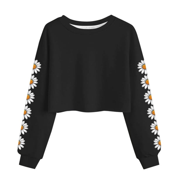 Camisetas de Manga Larga de las Mujeres Moda Impresa Suelta Casual Cuello Redondo Suéter Deportivo Superior
