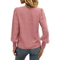 thumbnail image 5 of Skksst Womens Retr Puff Sleeve Jacquard Lace Blouse Shirt Tops, 5 of 5